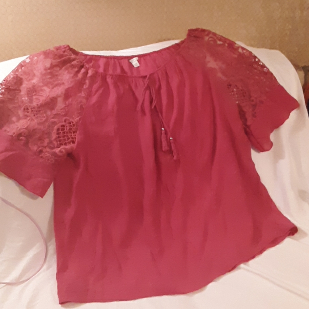 Cato plus size 26 3/4 sleeve top Hot pink